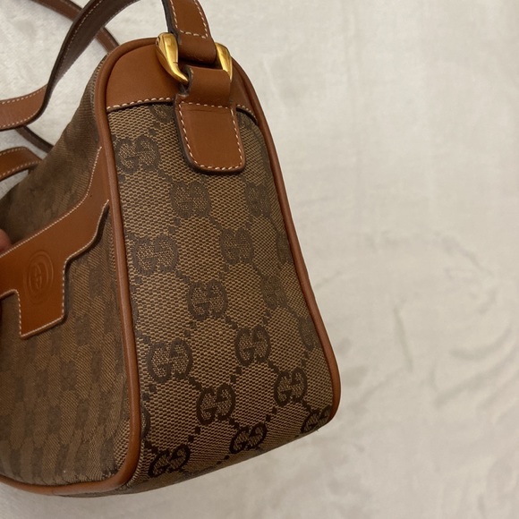 SOLD Vintage Authentic Gucci GG Monogram Tan Brown Crossbody Purse Handbag - Picture 11 of 16